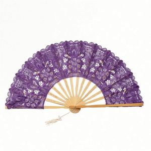 Floral Vintage Lace Spanish Pattern Handheld Eco-Friendly Rattan Lining Fan <b>Summer</b> Birthday Tea Party Foldable Heart Gift - Product Image 2