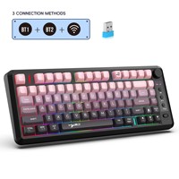 L400 Triple-mode for BT Wireless Membrane Keyboard Gradient Keycaps 81-key Rechargeable Vibrant Waterproof Light Mixing Gaming