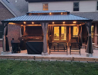 Youya Porte Coulissante 12*20 Gazebo Extérieur Étanche Jardin Pvc Pavilion Gazebo En Aluminium Hard Top Gazebo avec Double Toiture
