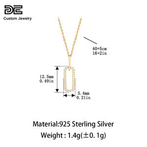 De Oval zirkon kolye kolye S925 gümüş klasik lüks Bar kolye kolye 18K altın kaplama takı kadınlar için - Product Image 4