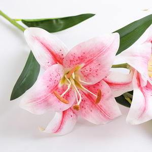 Altri Fiori e Piante Decorative, Steli di Fiori Artificiali Realistici per Decorazioni Matrimoniali, Grandi Dimensioni, 3 Teste, <span class=keywords><strong>Giglio</strong></span> Bianco - Product Image 3