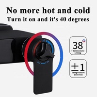 Ensemble de douche thermostatique pour salle de bain avec affichage numérique, robinets en laiton poli et céramique, douche pluie douce inspirée des touches de piano
