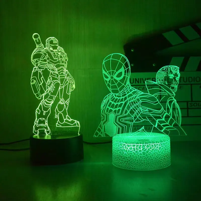 Lampe LED 3D avec personnage du film américain Captain, veilleuse Super héros