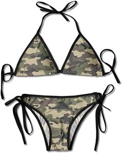 Bikini <span class=keywords><strong>de</strong></span> dos piezas con logotipo personalizado para mujer, traje <span class=keywords><strong>de</strong></span> baño triangular <span class=keywords><strong>de</strong></span> camuflaje, 2021 - Product Image 1