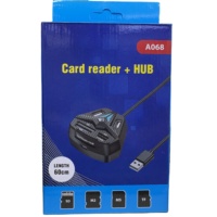 HUB USB con Lector de Tarjetas, 2 Puertos USB 2.0 + 1 Tipo-C, Compatible con SD/MS/TF/M2, Cable de 60 cm, 480 Mbps, Compatible con Windows, Mac, Linux
