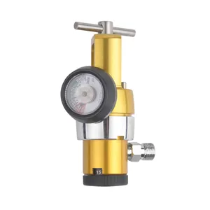 Mini regulador de oxígeno de alta calidad con calibre cga870 amarillo 50psi regulador médico estilo clic reductor de oxígeno