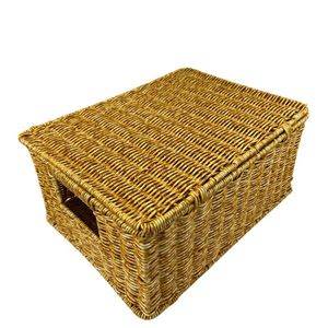 Factory OEM Custom Handmade Plastic Rattan Suitcase Other Storage Hampers Picnic Storage Baskets With Handles