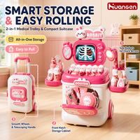 KZHM Kit de Jeu Docteur pour Enfants, Mallette Médicale Portable à Roulettes, Jouets d'Apprentissage Clinique, Kit de Jeu d'Imitation Docteur