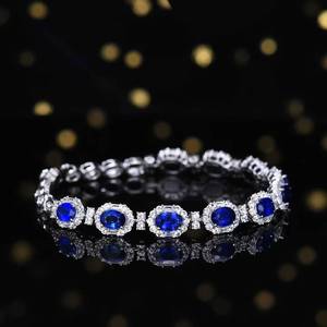 Pulsera de Oro de 18K con Zafiro Natural de Sri Lanka de 5.1CT y 142 Zafiros Blancos con Corte Ovalado y Halo, Joyería Fina con Piedras Preciosas - Product Image 2
