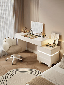 Modern Makeup Vanity Solid Wood <b>Dressing</b> <b>Table</b> Flip Mirror Desktop <b>Storage</b> for Bedroom Living Room - Product Image 3