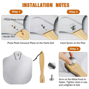 Set di Utensili da <span class=keywords><strong>Pizza</strong></span> Pieghevoli con Logo Personalizzato Spatola in Legno Pala per <span class=keywords><strong>Pizza</strong></span> in Metallo Alluminio con Tagliapizza a Rotella - Product Image 3