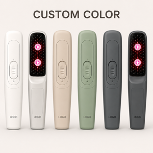 Portable Beauty Hair Care Massager Comb AA Battery Red Light <b>Scalp</b> Massager Hair Care OEM lOGO Soft Hair Comb Hair Straightener - Product Image 1