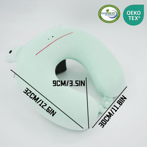 Bantal leher busa memori berbentuk U, bantal perjalanan 360 derajat dengan fitur pijat yang dapat dipakai untuk perjalanan pesawat dan mobil - Product Image 2