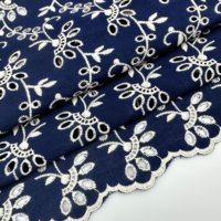 Tissu brodé en coton à motifs floraux pour robe de femme