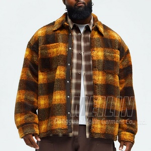 Custom Winter Plaid Shearling Bomber Sherpa <b>Jacket</b> <b>Warm</b> <b>Fleece</b> Coat Oversize Sherpa <b>Fleece</b> <b>Jacket</b> Manufacturer - Product Image 1