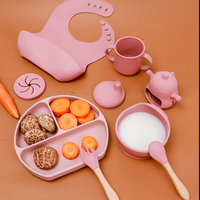 Lot de 5 assiettes d'alimentation en silicone sans Bpa de qualité alimentaire pour bébé