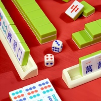 Ensemble de Mahjong Miniature de Luxe Moderne 150 Pièces, Durable, pour 4 Joueurs, Jeu de Table Portable pour Fêtes avec Tuiles de Mahjong, Dés et Plateau de Rangement