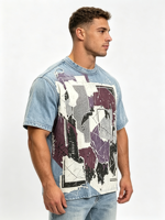 T-shirts personnalisés en gros avec impression de logo pour hommes, t-shirts unis en coton, t-shirts oversize à col rond