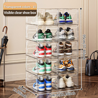Boîte de rangement de chaussures en plastique transparent empilable personnalisée Boîte en PP rectangulaire multifonctionnelle anti-poussière pour chaussures, sacs, casquettes