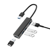 Hub USB 3.0 Portabel Multiport 4 Port 5Gbps Kecepatan Tinggi 4 in 1 dengan Desain Mini untuk Desktop Laptop PC Macbook Komputer