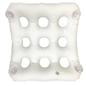 Non Slip 9 Holes Inflatable Square Seat Bath Cushion With Suction Cups