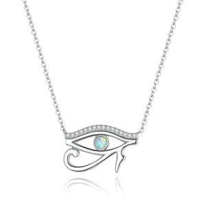 New Trendy Silver Statement Necklace Legend Opal 925 Sterling Silver Clavicle Chain Jewelry New Eye of Horus Necklace