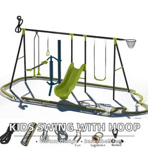 Customizable <b>Kids</b> Swing Toy <b>Set</b> with Basketball Hoop Alloy for Outdoor Play in Kindergarten & School - Product Image 2