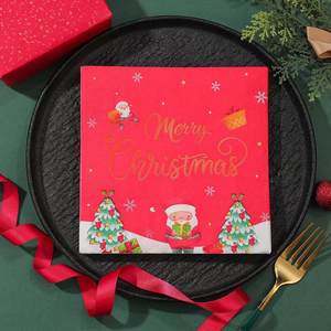 Prêt à expédier 1/4 pli <span class=keywords><strong>serviettes</strong></span> papier <span class=keywords><strong>de</strong></span> soie décoratif père noël joyeux arbre <span class=keywords><strong>de</strong></span> noël 2 plis 20 pièces imprimé serviette <span class=keywords><strong>de</strong></span> table - Product Image 2