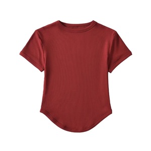 Round Neck Curved Hem Short <b>T</b>-Shirt Tops Women's Slim Threaded Tight Short Sleeve <b>T</b>-Shirt Fashion - Product Image 4