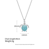 Collection Océan Magnifique : Collier Pendentif Tortue en Argent Sterling 925 avec Émail Bleu Vie Marine Mignonne, Vente en Gros, En Stock