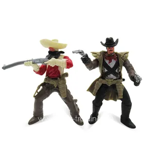 EPT Plastic Cowboy Play Set Toy Action Figures Guns Cowboy Toys With Movable Limbs Toys