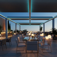 Système de pergola rétractable automatique écologique moderne pour extérieur, mirador de jardin, étanche, en aluminium motorisé à lames orientables