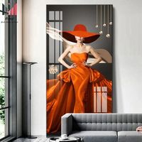Mode moderne Cool femmes en chaleur photos et affiches de cercle d'or de luxe peinture en porcelaine de cristal pour la décoration de la maison et du salon