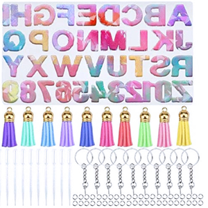 Pegamento de gota de cristal para llaves, epoxi con 26 letras <span class=keywords><strong>molde</strong></span> de silicona, colgante de cadena, joyería, número de tubo de pegamento - Product Image 1