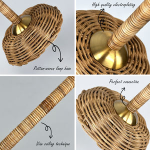 Moderne Bambus-Tischlampe mit Kabelloser Aufladung und Rattan-Lampenschirm, Hochzeitsdekoration, Anpassbare Stoffausführung - Product Image 4