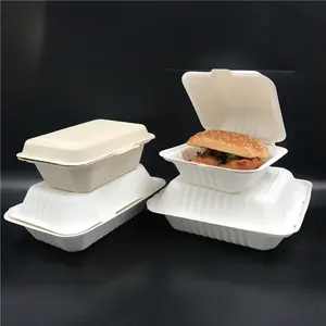 Eco Fastfood Wegwerp Bagasse Papier Composteerbaar Suikerriet Lunchbox Biologisch Afbreekbaar Clamshell