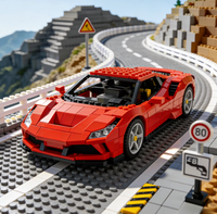Ensemble de blocs de construction en plastique DIY pour scène urbaine de supercar sur viaduc, personnalisable, pour collection d'entusiastes automobiles, cadeau
