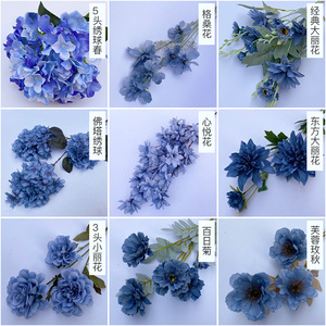 L-BF Vente en gros de fleurs artificielles en soie : roses, tulipes, pissenlits, lilas, marguerites, lys, hortensias, bleuets, décoration de mariage, fausses fleurs bleues - Product Image 3