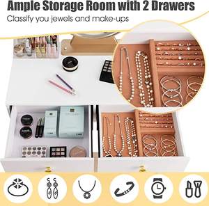 Juego de tocador con espejo LED desmontable y caja de maquillaje Muebles para el hogar Dormitorio Maquillaje Tocador Juego de Taburete de mesa - Product Image 3