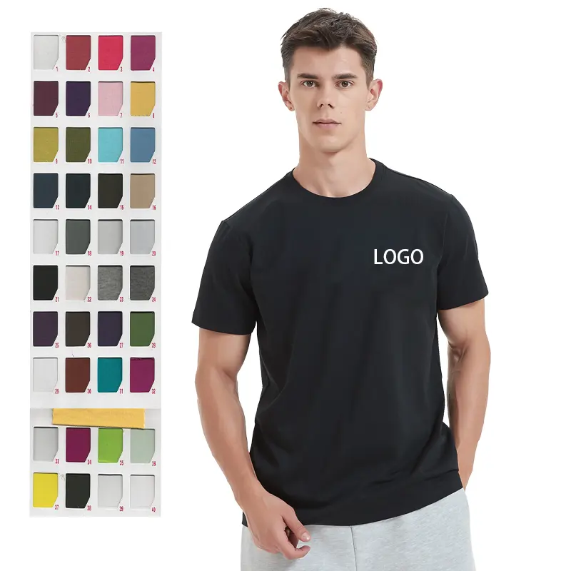 Venta al por mayor en blanco de los hombres de marca a granel de peso pesado 100% Pima algodón Unisex calidad negro camiseta