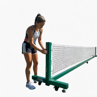 Filet de pickleball robuste avec roues, poteaux et filets de pickleball, 22 pieds, vert, adapté aux compétitions, filet de pickleball professionnel