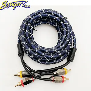 Kabel rca audio mobil kualitas tinggi kabel modifikasi Semua tembaga 4.5m pearlite biru RCA-206 rca kawat kabel Audio rca