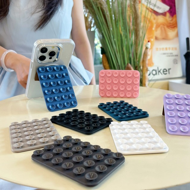 Multifunctional Silicone Suction Cup Holder Phone Case Stand Foldable Square Buckle Minimalist Design Phone Table Holder