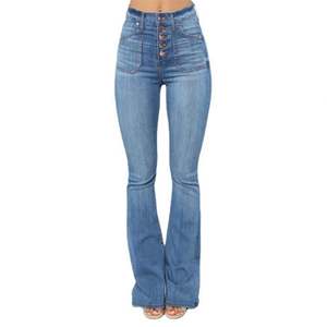 Jeans de Mujer Ajustados con Bolsillos de Parche y Botones, Estilo Desgastado, Corte Bootcut, Cintura Media, Ligeros para Verano, Modelo J0180, Gran Venta - Product Image 3