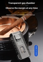Vente en gros d'allume-cigare à flamme jet bleu puissant à trois feux Grande capacité Gaz visible Briquets torche au butane gonflables portables