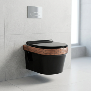 Placard à eau suspendu au mur noir rustique rétro sans rebord-Commode de toilette en céramique de taille standard, meilleure qualité à bon prix - Product Image 2