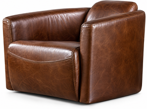 Sillón de Salón de Cuero Marrón Clásico Moderno con Respaldo Acolchado Confortable, Brazos Redondeados y Acabado Premium para un Toque de Lujo - Product Image 2