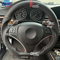 Volant en cuir pleine fleur pour BMW E90 E92 E93 M3 328i 335i 120i 130i 135i SSG avec emplacements pour palettes de changement de vitesse - Entrepôt USA