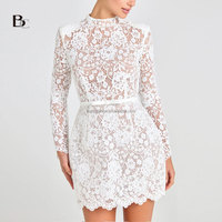 Vente en gros de vêtements sur mesure de haute qualité Boutique de haute qualité Usine Boutiques de luxe Broderie Dentelle brodée Mini Robe pour femmes