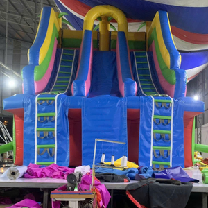 Gaming Application PVC material Easy Setup Features Amusement parks <b>Inflatable</b> Colorful Water Slide Bounce <b>House</b> 5m x 6m - Product Image 3